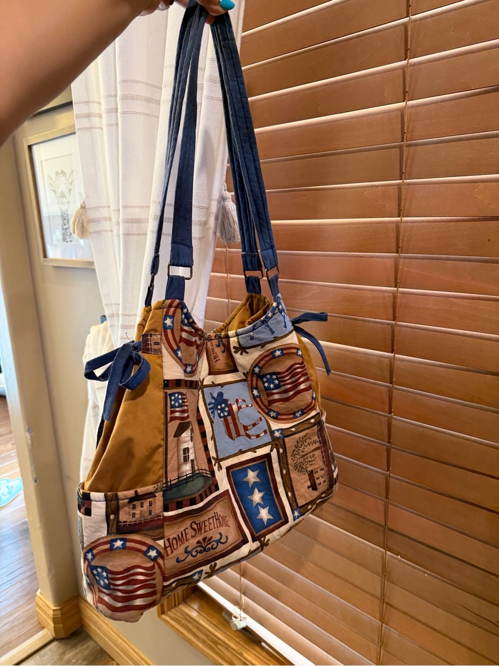 Cottage Core Handmade Patriotic Patchwork Tote